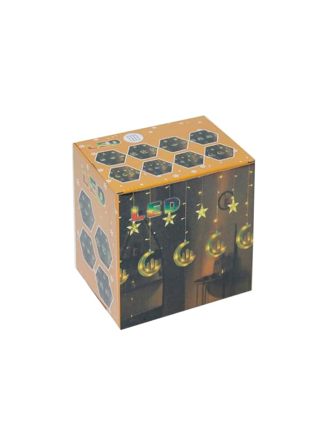 The Bros 105LED Ramadan Moon-Star Curtain Lights, 3M LED Decorative Night Lights for Ramadan Home Decoration Party-(Warm White) Battery operated - Image 5