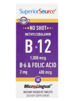 Methylcobalamin B12 B6 & Folic Acid 60 MicroLingual® Instant Dissolve Tablets