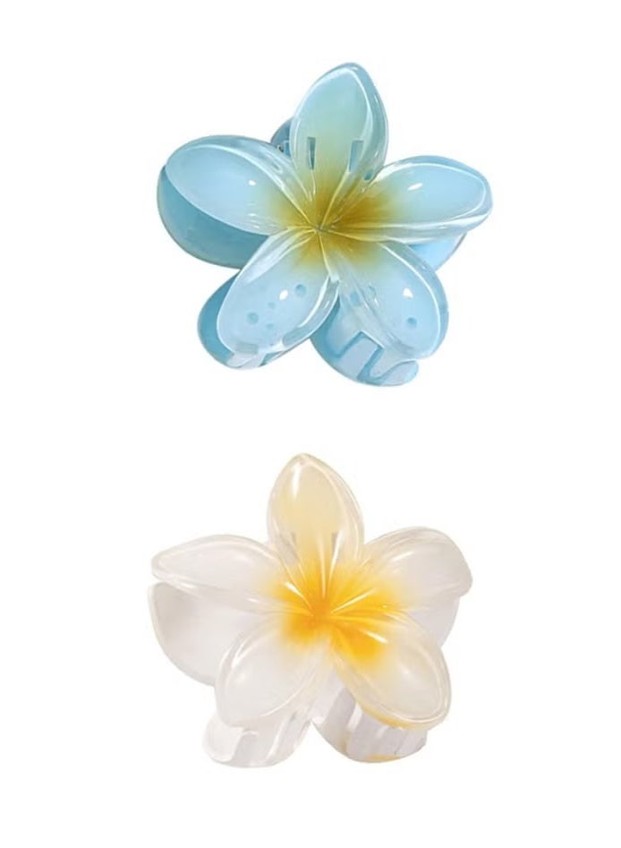 3 Pcs Flower Hair Clip, Strong Hold Nonslip Hair Claw Clips, Hair Accessories for Holiday Gifts Accessory For Women Ponytails (Yellow+Blue+Pink) - Image 3