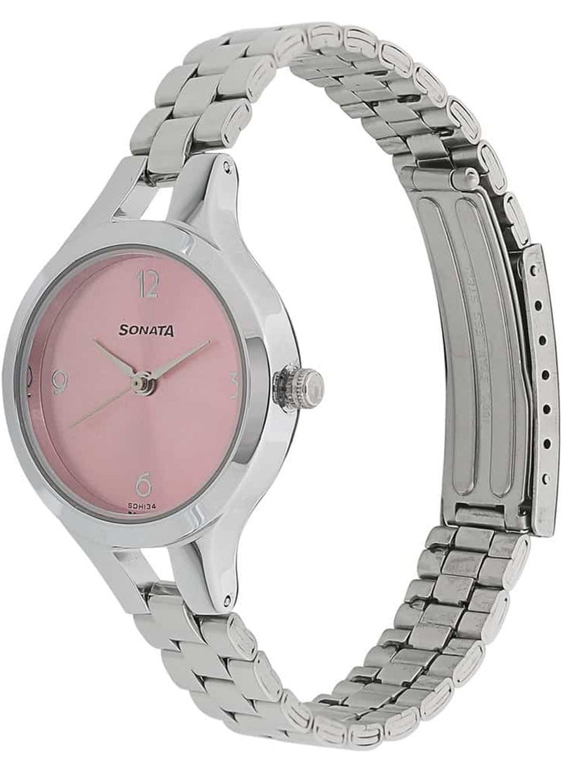 Sonata - Women's Analog Round Shape Stainless Steel Wrist Watch 8151SM03 - 39.7 Mm - Image 1