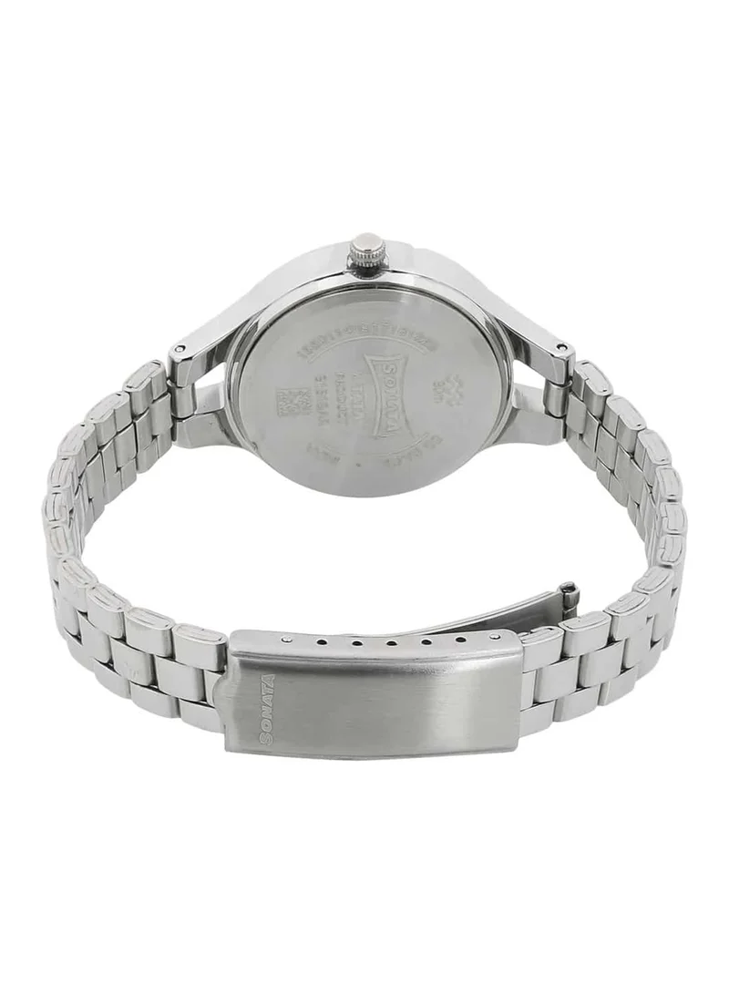 سوناتا Women's Analog Round Shape Stainless Steel Wrist Watch 8151SM03 - 39.7 Mm