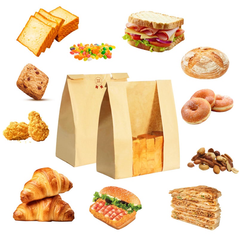 WIKDAY Bread Bags for Homemade Bread 25PCS Paper Sourdough Large Bakery Bags with Window for Baked Food Packaging Storage Gift Giving Includes 25PCS Label Seal Stickers 13.7x8.3x3.5in - Image 4