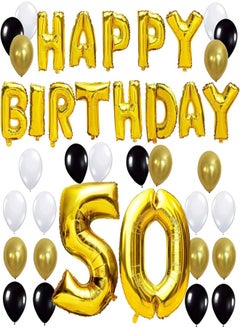 39PCS 50TH Birthday Party Decorations Kit Happy Birthday Balloon Banner, Number 50 Balloon Mylar Foil, Black Gold White Latex Ballon, Perfect 50 Years Old Party Supplies - pzsku/Z411BF218D3E45C7EC69BZ/45/_/1718141711/40191d61-032f-49e6-bf0f-c0d2bcfb925f