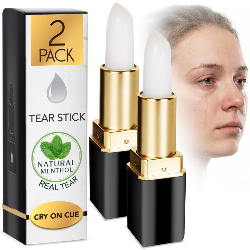 Samorillo [2 Pack] Professional Tear Stick For Actors - Cry On Cue With Real Tears & Wet Eyes - Natural Menthol Formula Designed for Auditions, Theater, Film & TV - Enhance Emotions - Easy To Apply & Remove - Image 1