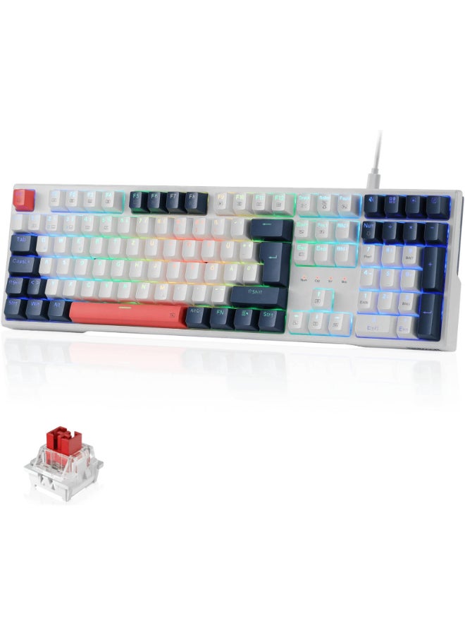 REDRAGON TRUNDLE K668 RGB Hot-Swappable Mechanical Gaming Keyboard – 108 Keys Full Layout, Linear Red Switches, Hot-Swap 3/5-Pin Compatible, RGB Backlight with 19 Modes, Sound-Absorbing Foam, Ergonomic Design, Customizable Software | K668WBO-RGB - Image 1