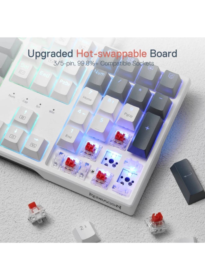 REDRAGON TRUNDLE K668 RGB Hot-Swappable Mechanical Gaming Keyboard – 108 Keys Full Layout, Linear Red Switches, Hot-Swap 3/5-Pin Compatible, RGB Backlight with 19 Modes, Sound-Absorbing Foam, Ergonomic Design, Customizable Software | K668WBO-RGB - Image 2