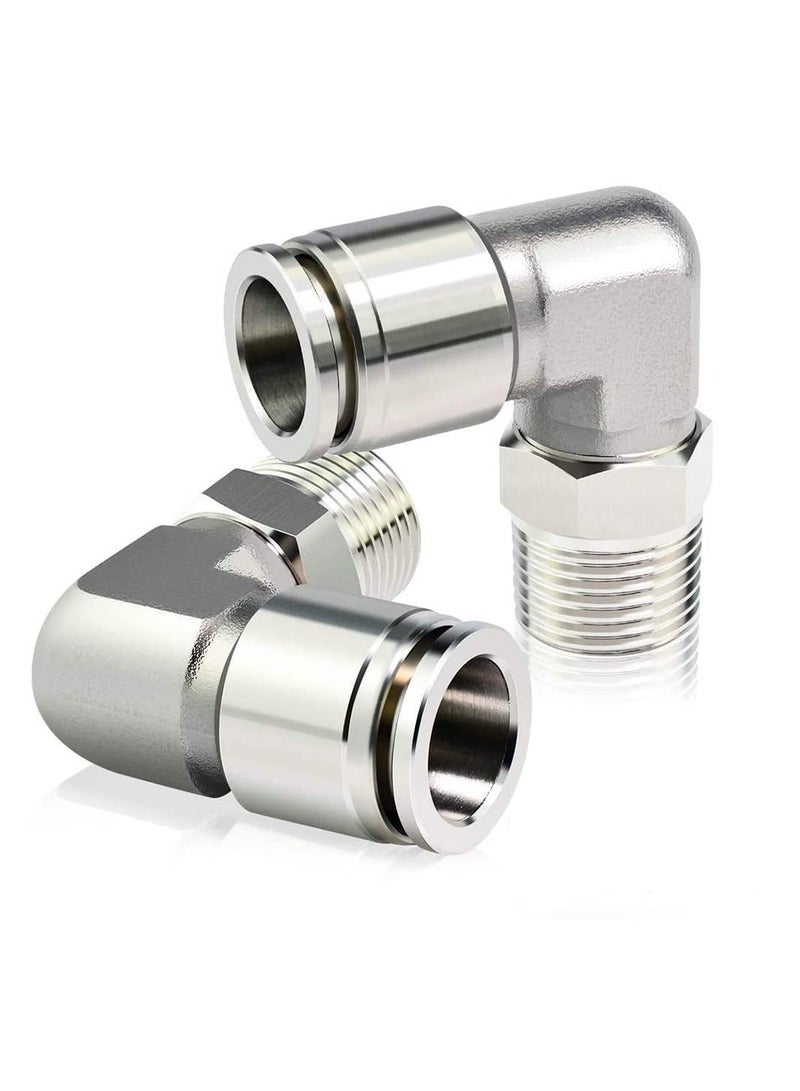 2pcs 304 Stainless Steel Pipe Male Elbow Fitting, - Image 1