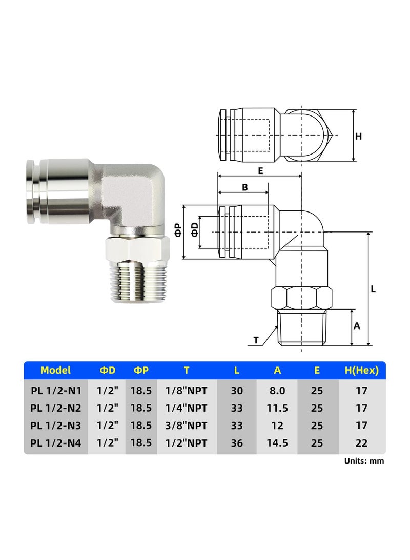 2pcs 304 Stainless Steel Pipe Male Elbow Fitting, - Image 2