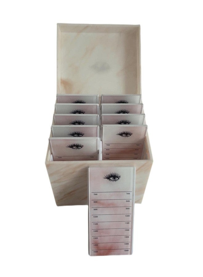 Sisiter 10 Layers Acrylic Eyelash Storage Box,Eyelash Holder Extension Tool,Makeup Organizer False Eyelashes Glue Pallet Holder, Grafting Eye lashes Close-Packed Display with 10 Pallets (Yellow Marble) - Image 2