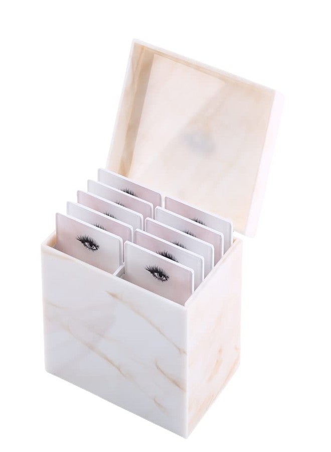 Sisiter 10 Layers Acrylic Eyelash Storage Box,Eyelash Holder Extension Tool,Makeup Organizer False Eyelashes Glue Pallet Holder, Grafting Eye lashes Close-Packed Display with 10 Pallets (Yellow Marble) - Image 1