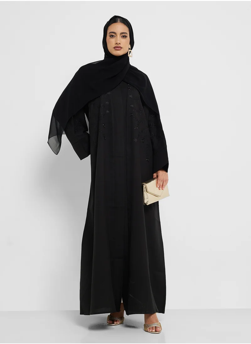 hayas closet Embellished Flared Sleeve Abaya