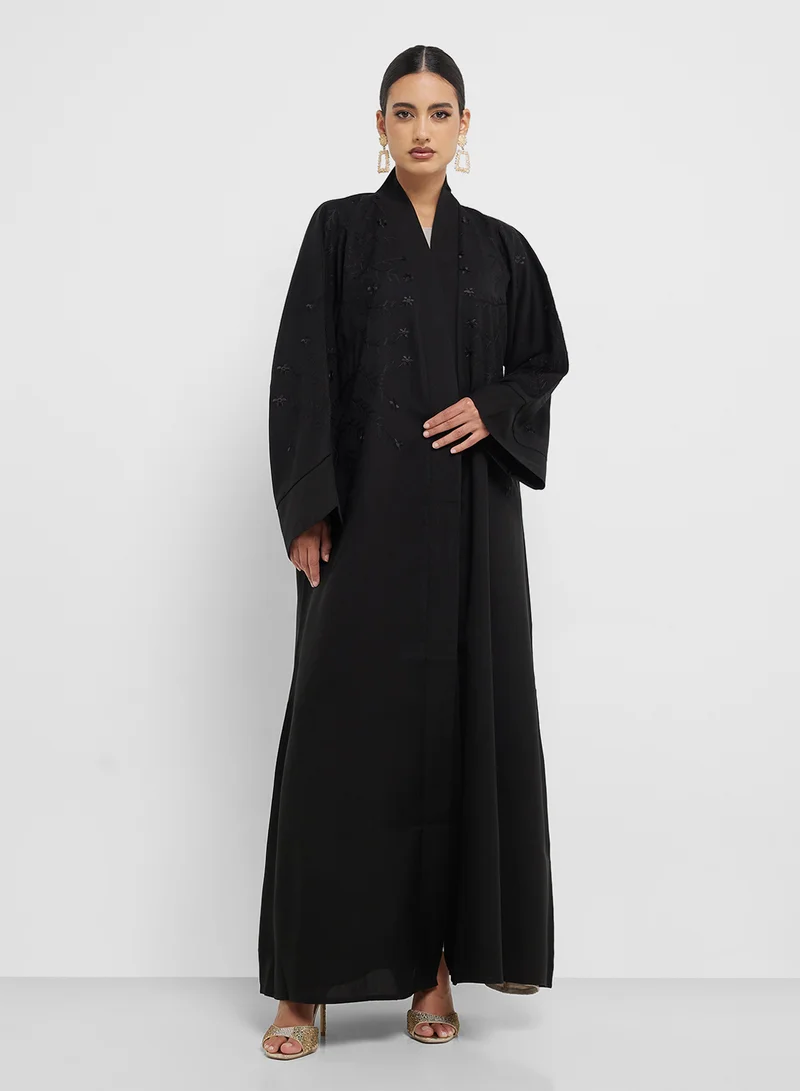 hayas closet Embellished Flared Sleeve Abaya