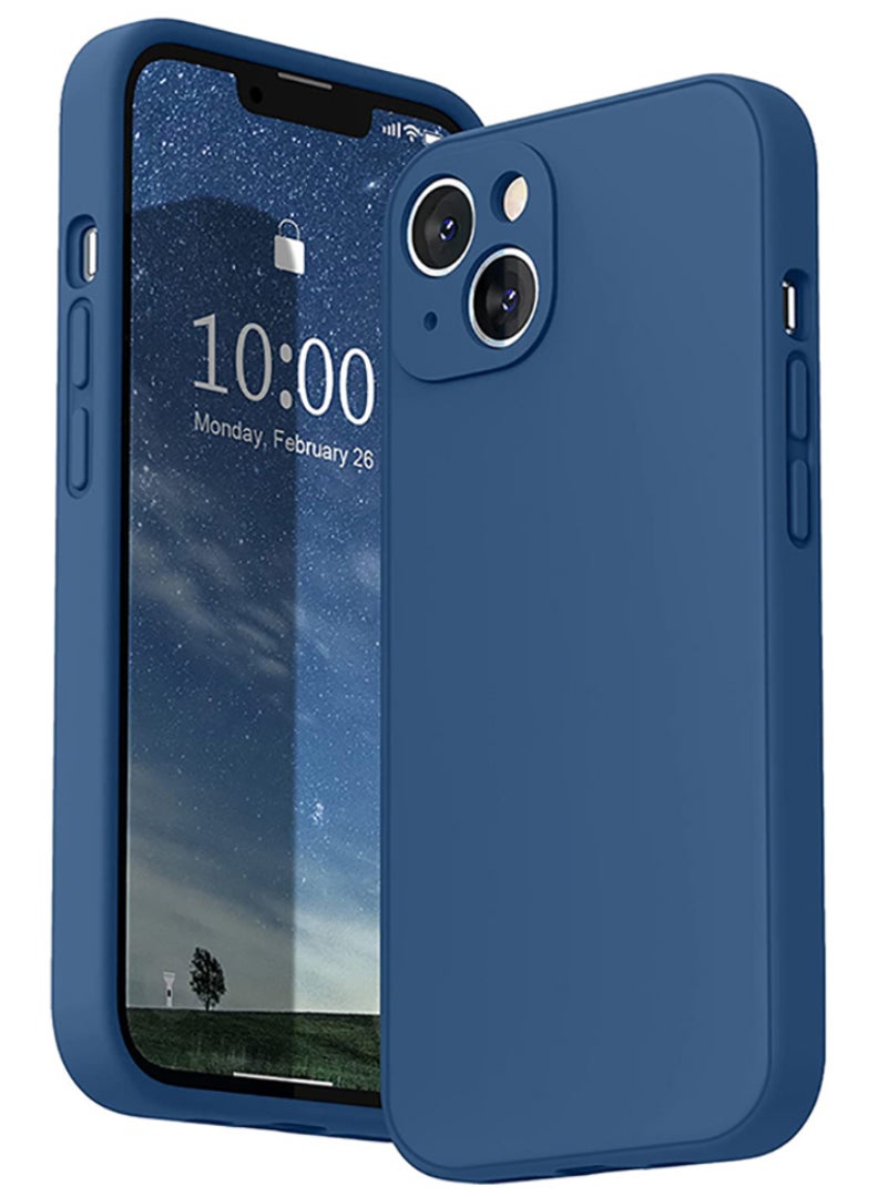 رفع القضية متوافق مع حافظة iPhone 13 مقاس 6.1 بوصة، سيليكون سائل ممتاز [حماية الكاميرا] [بطانة ناعمة من الألياف الدقيقة المضادة للخدش] غطاء هاتف نحيف واقٍ مقاوم للصدمات لهاتف iPhone 13، أزرق داكن - Image 1