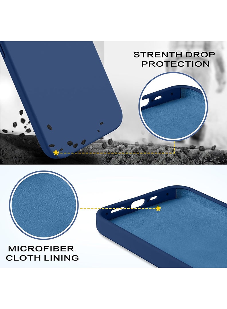 رفع القضية متوافق مع حافظة iPhone 13 مقاس 6.1 بوصة، سيليكون سائل ممتاز [حماية الكاميرا] [بطانة ناعمة من الألياف الدقيقة المضادة للخدش] غطاء هاتف نحيف واقٍ مقاوم للصدمات لهاتف iPhone 13، أزرق داكن - Image 3