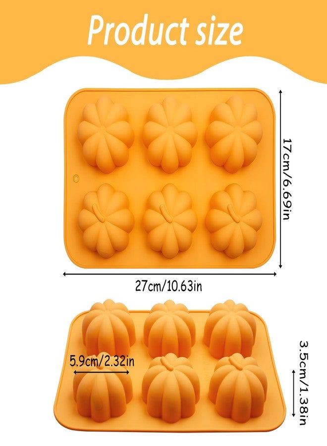 Fchil 2 Pcs Pumpkin Cake Pan, 3D Silicone Pumpkin Molds for Baking Halloween Thanksgiving Dessert Mousse Ice Cube - Image 2