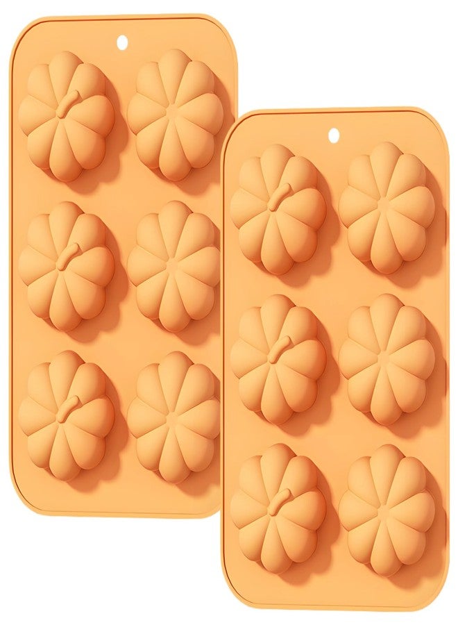 Fchil 2 Pcs Pumpkin Cake Pan, 3D Silicone Pumpkin Molds for Baking Halloween Thanksgiving Dessert Mousse Ice Cube - Image 1