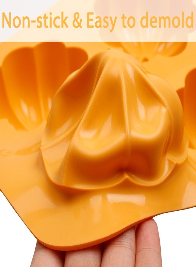 Fchil 2 Pcs Pumpkin Cake Pan, 3D Silicone Pumpkin Molds for Baking Halloween Thanksgiving Dessert Mousse Ice Cube - Image 3
