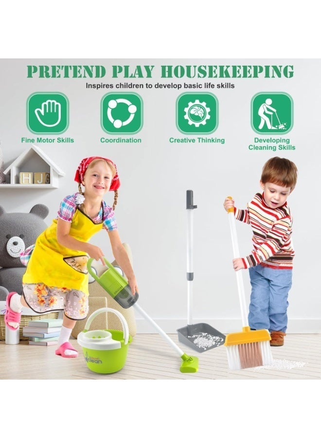 MIXDE 22 PCS Kids Cleaning Toy Set, Pretend Play Home Cleaning Playset, Incl:Electric Toy Vacuum, Broom and Dustpan Set, Mop,Duster and More,Cleaning Tools Toys for Boys Girls - Image 5