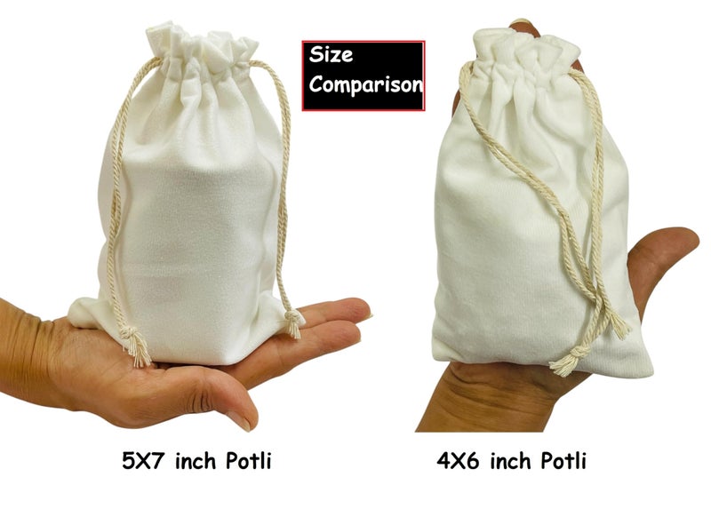 Kriwin Pack of 10 Sweet Velvet White Drawstring Closure Small Size Gift Potli Bags Pouches (White, 5X7) - Image 4
