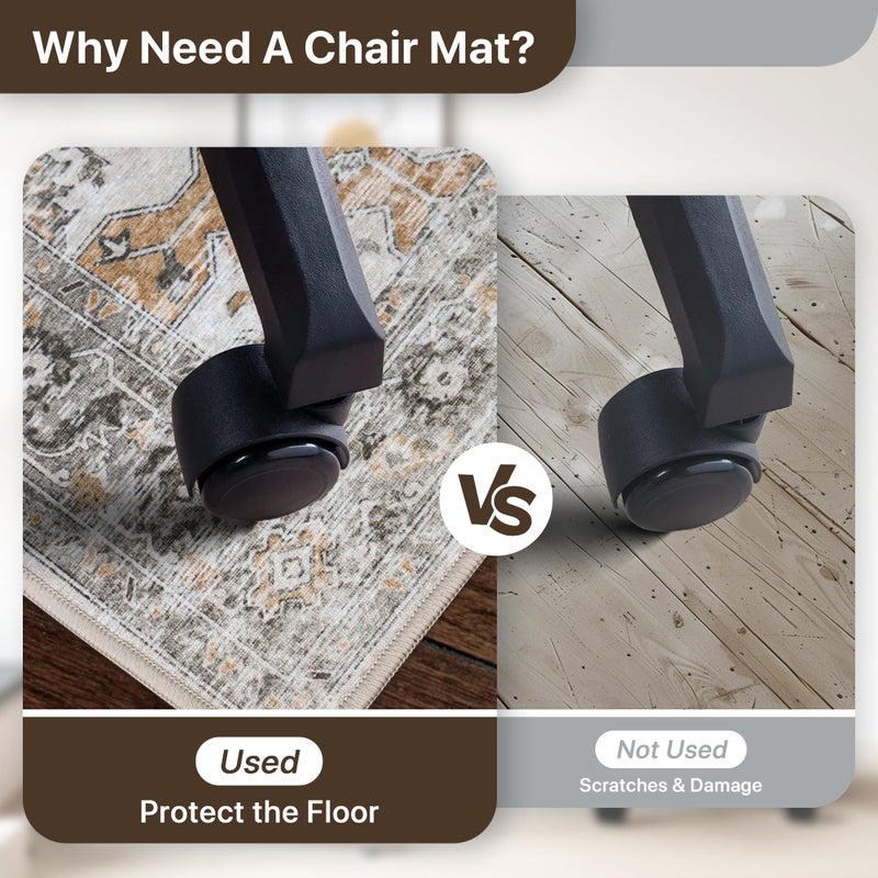 BESBLEE 48"x60" Office Chair Mat for Hardwood Tile Floor, Under Desk Carpet Protector for Rolling Computer Chair Mat, Machine Washable Area Rug, Anti-Slip 1/5" Thick Low Pile Thin Vinyl Floor Mat, Taupe - Image 4