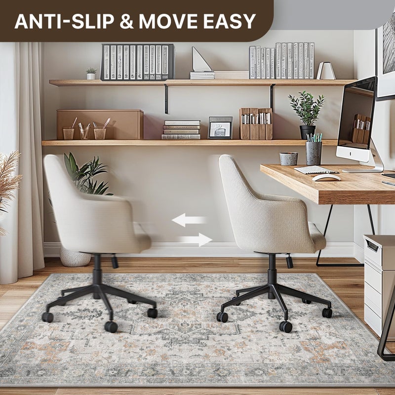 BESBLEE 48"x60" Office Chair Mat for Hardwood Tile Floor, Under Desk Carpet Protector for Rolling Computer Chair Mat, Machine Washable Area Rug, Anti-Slip 1/5" Thick Low Pile Thin Vinyl Floor Mat, Taupe - Image 5