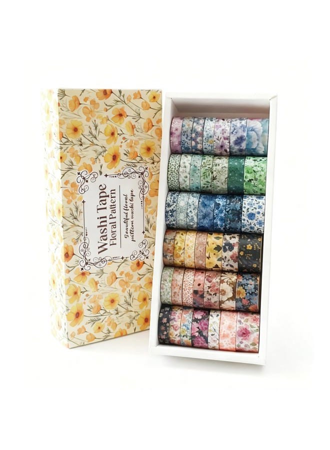 Bomichi 42 Rolls Washi Tape, Aesthetic Colored Decorative Cute Scrapbook Tape for Scrapbooking Supplies Journaling Craft Junk Journal - Image 1