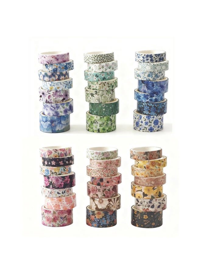 Bomichi 42 Rolls Washi Tape, Aesthetic Colored Decorative Cute Scrapbook Tape for Scrapbooking Supplies Journaling Craft Junk Journal - Image 2