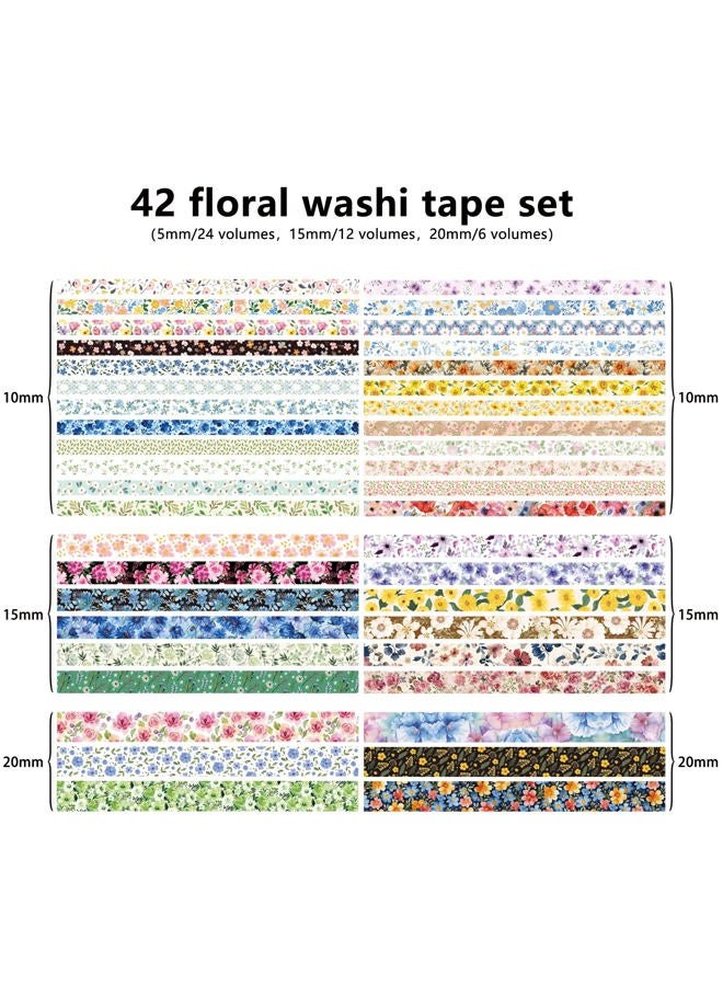 Bomichi 42 Rolls Washi Tape, Aesthetic Colored Decorative Cute Scrapbook Tape for Scrapbooking Supplies Journaling Craft Junk Journal - Image 3