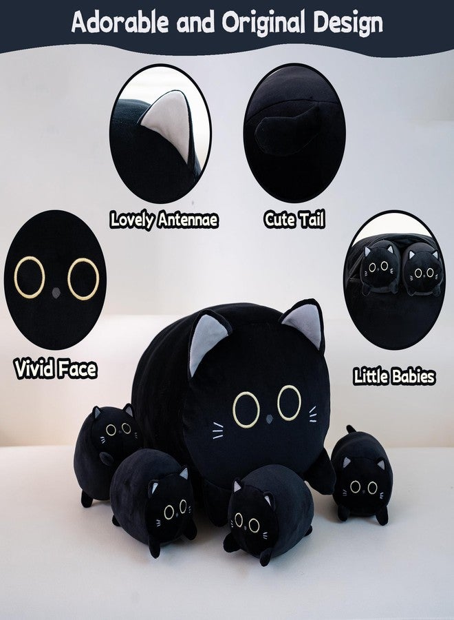 Gudisi Black Cat Plush Stuffed Animals with 4 Kitties Plushies,16" Soft Jumbo Pillow Gifts for Kids Him Her Girlfriend Boyfriend - Image 3
