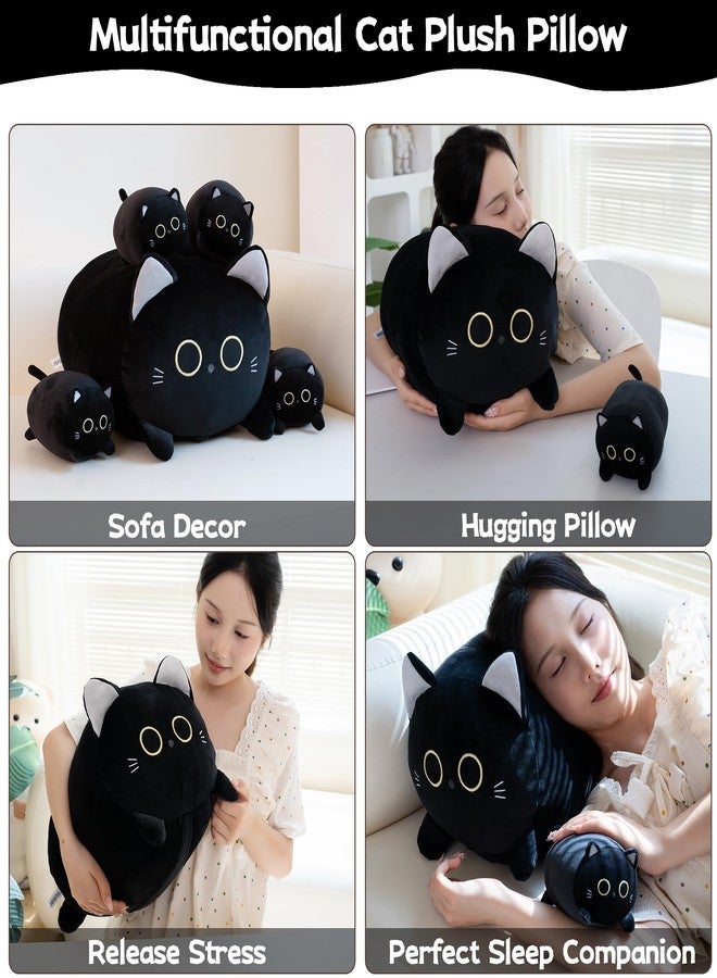 Gudisi Black Cat Plush Stuffed Animals with 4 Kitties Plushies,16" Soft Jumbo Pillow Gifts for Kids Him Her Girlfriend Boyfriend - Image 4
