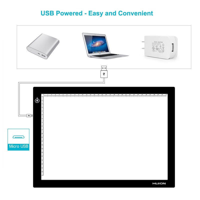 HUION L4S LED Light Box A4 Ultra-Thin USB Powered Adjustable Light Pad for Tracing - Image 3