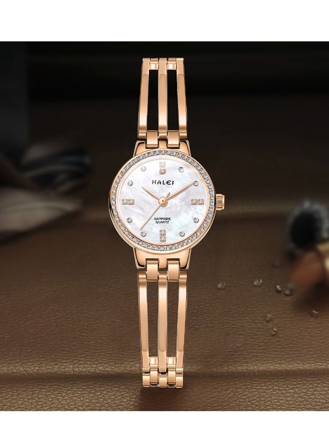 HALEI Luxury Shine Diamond Stainless Steel Ladies Bracelet Quartz Watch for Women Dial 25mm - Image 3