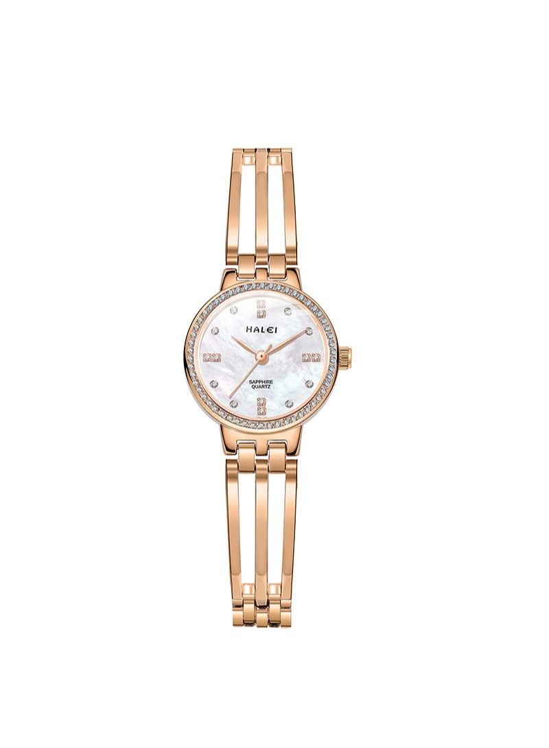 HALEI Luxury Shine Diamond Stainless Steel Ladies Bracelet Quartz Watch for Women Dial 25mm - Image 5