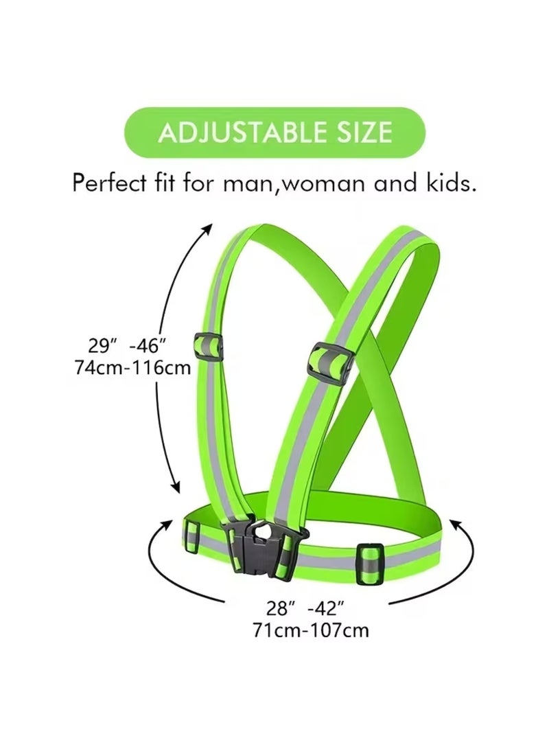 Yuwell 1 Piece Adjustable Reflective Safety Vest for Night Running & Cycling, High Visibility Elastic Reflective Belt with Straps for Jogging, Walking, Hiking, Construction, Traffic, Warehouse & Outdoor Safety Gear Green - Image 3
