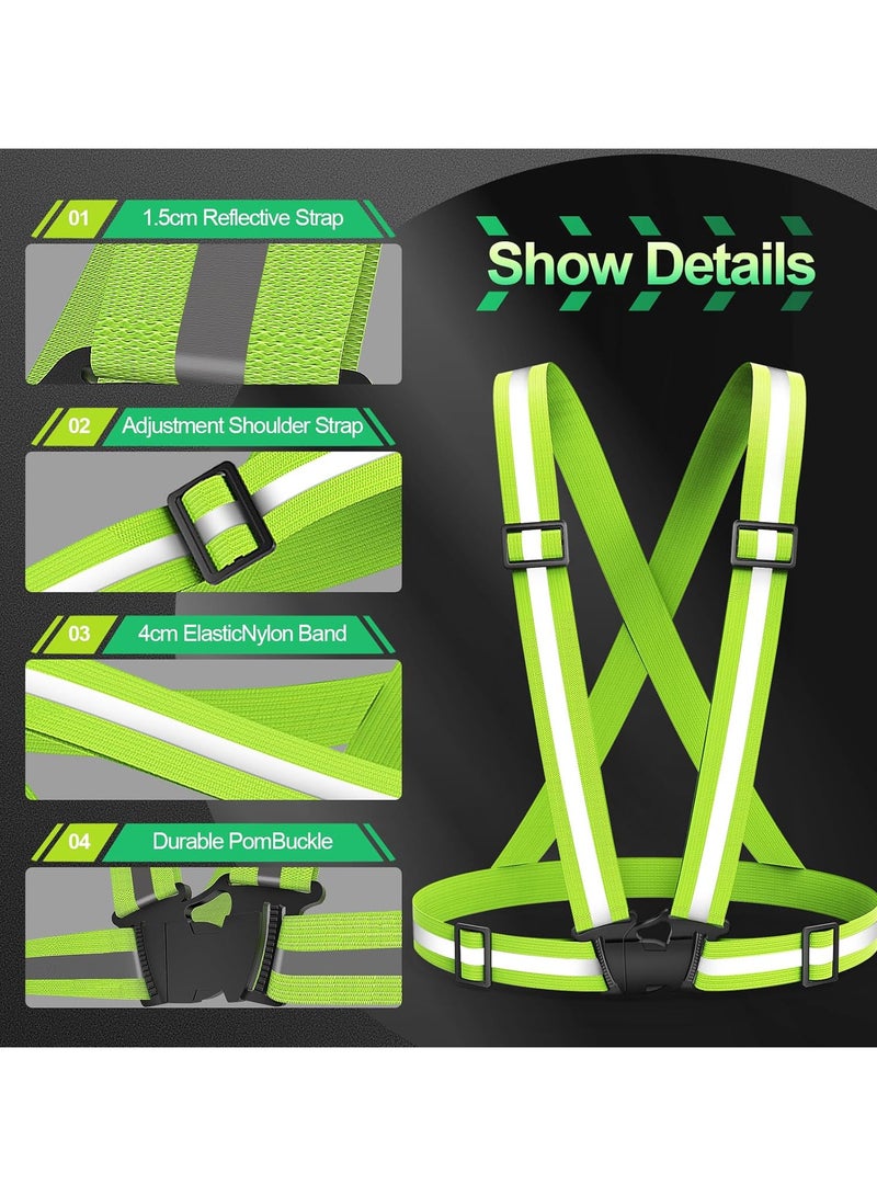 Yuwell 1 Piece Adjustable Reflective Safety Vest for Night Running & Cycling, High Visibility Elastic Reflective Belt with Straps for Jogging, Walking, Hiking, Construction, Traffic, Warehouse & Outdoor Safety Gear Green - Image 4