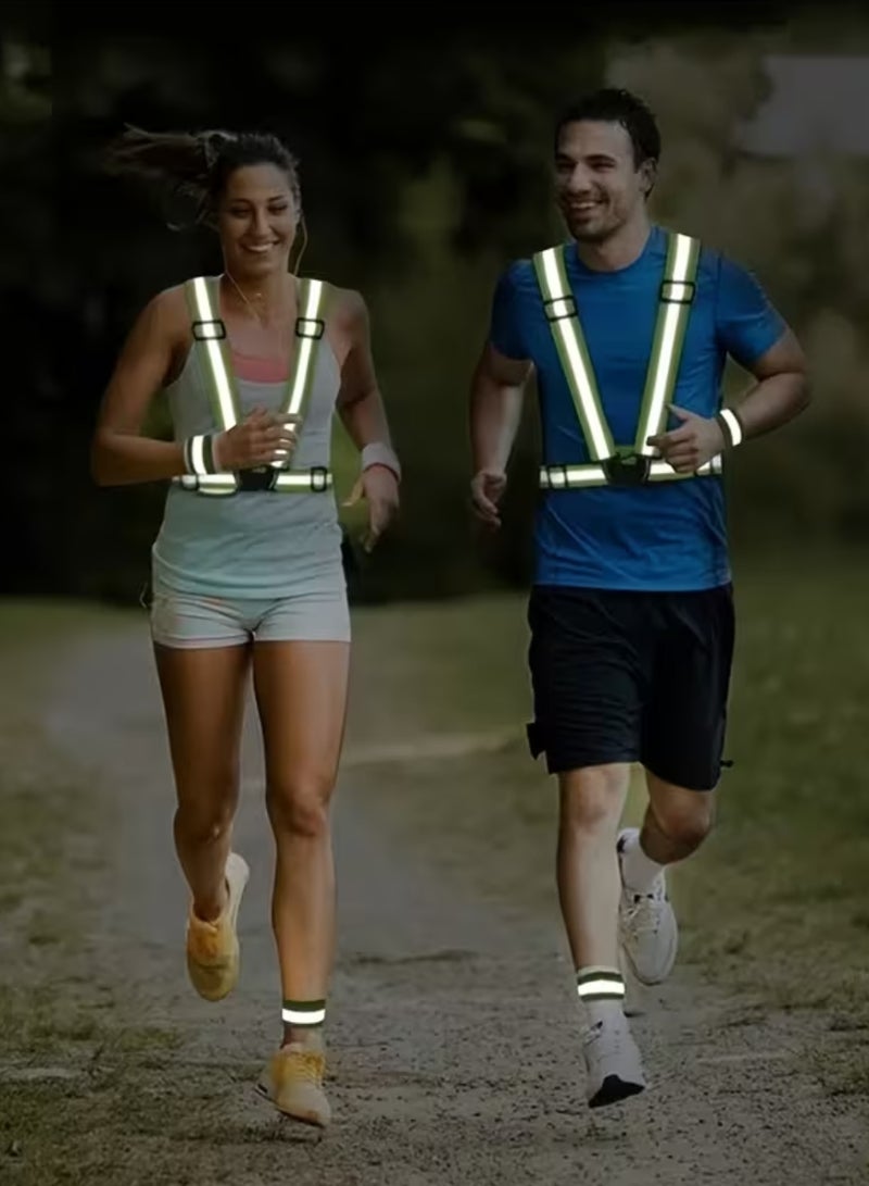 Yuwell 1 Piece Adjustable Reflective Safety Vest for Night Running & Cycling, High Visibility Elastic Reflective Belt with Straps for Jogging, Walking, Hiking, Construction, Traffic, Warehouse & Outdoor Safety Gear Green - Image 5