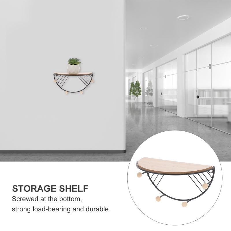 2 pcs Wall-mounted Storage Shelf Practical Storage Rack with Hooks - Image 4