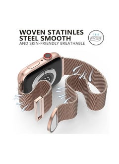 RiZOW RiZOW Milanese Metal Stainless Steel Mesh Loop Replacement Band Magnetic Clasp Compatible With Apple iWatch Band 7/6/5/4/3/2/1/SE 42mm/44mm/45mm, Champagne Red  - Image 2