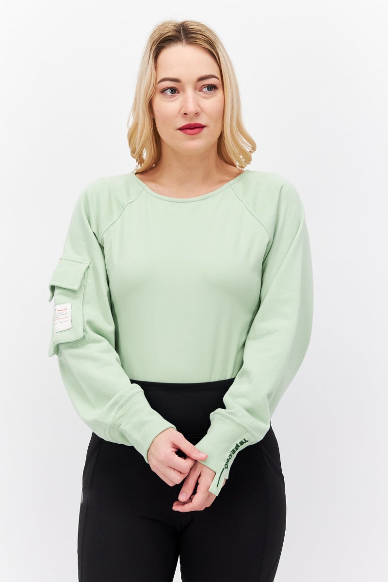 TRIBE OF 6 Women Plain Long Sleeves Bodysuit, Green - Image 1