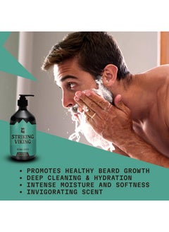Striking Viking Triking Viking Beard Wash (17Oz) Peppermint & Eucalyptus Scent Beard Shampoo Paraben & Sulfate Free For Men Deep Cleansing Organic Beard Wash For Beard Care  - Image 3