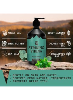 Striking Viking Triking Viking Beard Wash (17Oz) Peppermint & Eucalyptus Scent Beard Shampoo Paraben & Sulfate Free For Men Deep Cleansing Organic Beard Wash For Beard Care  - Image 4