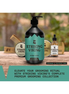 Striking Viking Triking Viking Beard Wash (17Oz) Peppermint & Eucalyptus Scent Beard Shampoo Paraben & Sulfate Free For Men Deep Cleansing Organic Beard Wash For Beard Care  - Image 5
