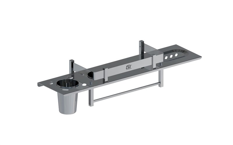 CSI INTERNATIONAL Stainless Steel 4 in 1 Multipurpose Bathroom Shelf/Rack/Towel Hanger/Tumbler Holder/Soap Dish/Bathroom Accessories (18 x 5 Inches) - Image 1