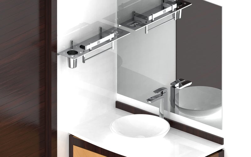 CSI INTERNATIONAL Stainless Steel 4 in 1 Multipurpose Bathroom Shelf/Rack/Towel Hanger/Tumbler Holder/Soap Dish/Bathroom Accessories (18 x 5 Inches) - Image 3