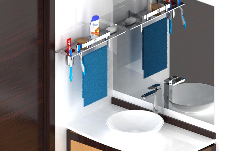 CSI INTERNATIONAL Stainless Steel 4 in 1 Multipurpose Bathroom Shelf/Rack/Towel Hanger/Tumbler Holder/Soap Dish/Bathroom Accessories (18 x 5 Inches) - Image 5