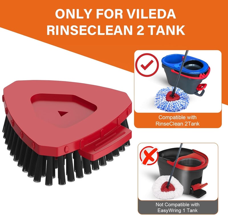 Fatmass Upgraded Spin Mop Replace Scrub Brush Only Compatible with Vileda Rinseclean System, More Layers of Bristles Great for Kitchen, Deck, Bathroom and Shower Floor (Small，NOT for vileda others system) - Image 2