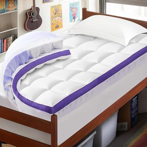 ChiXpace Dual Layer Memory Foam Twin XL Mattress Topper  2 Inch Gel Egg Crate Foam and 2 Inch Cooling Pillow Top Cover Rayon Twin Extra Long College Dorm Support for Back Pain