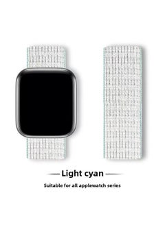 Suitable For Iwatch1-s9 Strap Light Mint/Ocean Blue Nylon Loop Velcro Wristband For Apple Watch Strap-Color:38# Light Green-Specifications:42/44/45/49mm