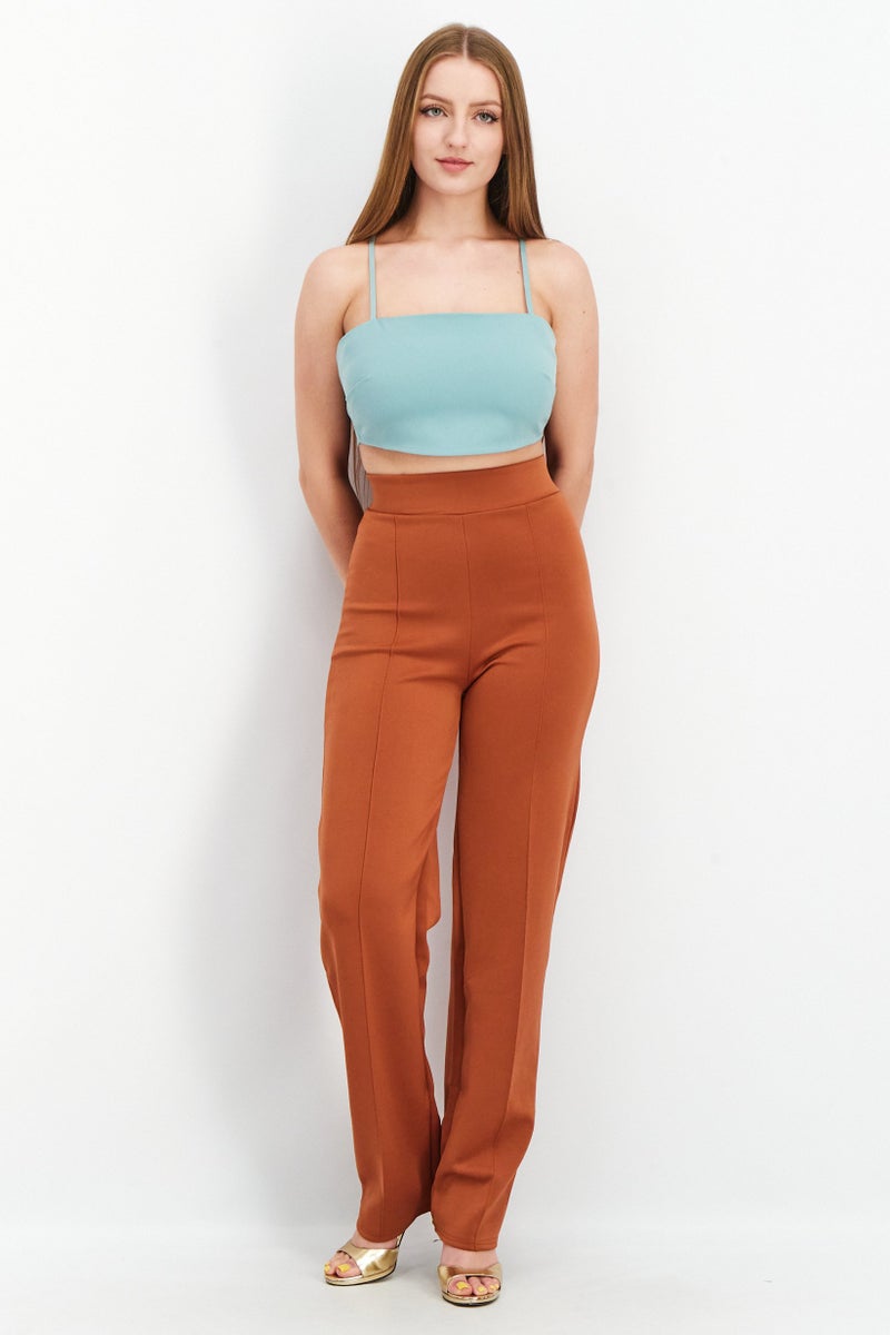 Fashion Union Women Square Neck Sleeveless Solid Crop Top, Sage Green - Image 3