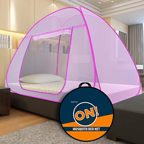 KOLAR Supreme On Pink Mosquito Net For Single Bed, 6.5 Feet X 4 Feet Premium Pink Machardani, Strong And Durable, Tent Type, Foldable, Corrosion Resistant [200 Cm X 130 Cm X 140 Cm] - Image 2